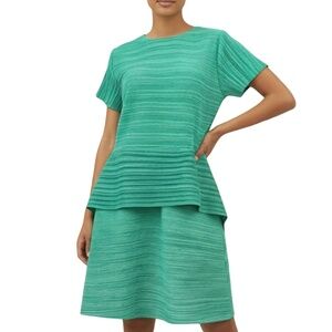 #A007  N by Nancy  Vintage  Emerald Green Pleated  Peplum Dress   S NWT